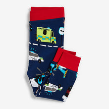 Load image into Gallery viewer, Blue/Red Stripe Vehicules Snuggle Pyjamas 3 Pack (9mths-6yrs)