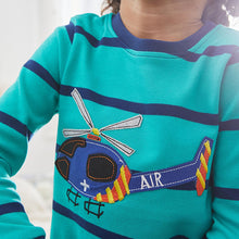 Load image into Gallery viewer, Blue/Red Stripe Vehicules Snuggle Pyjamas 3 Pack (9mths-6yrs)