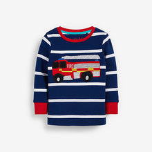 Load image into Gallery viewer, Blue/Red Stripe Vehicules Snuggle Pyjamas 3 Pack (9mths-6yrs)