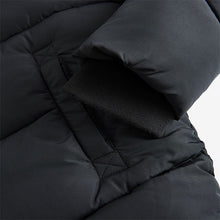 Load image into Gallery viewer, Black Regular Length Shower Resistant Faux Fur Lined Hooded Padded Coat (3-12yrs)