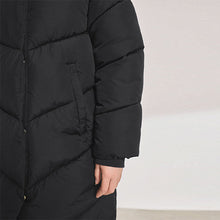 Load image into Gallery viewer, Black Regular Length Shower Resistant Faux Fur Lined Hooded Padded Coat (3-12yrs)