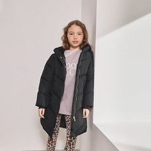 Load image into Gallery viewer, Black Regular Length Shower Resistant Faux Fur Lined Hooded Padded Coat (3-12yrs)