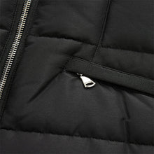 Load image into Gallery viewer, Black Shower Resistant Padded Puffer Hooded Mid Length Coat