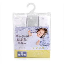 Load image into Gallery viewer, MUSLIN SWADDLE BLANKET 80/80 CM TRIO GREY MIX PACK OF 3 PCS
