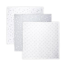 Load image into Gallery viewer, MUSLIN SWADDLE BLANKET 80/80 CM TRIO GREY MIX PACK OF 3 PCS
