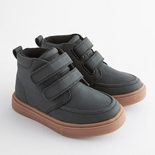 Load image into Gallery viewer, Black with Gum Sole Standard Fit (F) Warm Lined Touch Fastening Boots