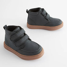 Load image into Gallery viewer, Black with Gum Sole Standard Fit (F) Warm Lined Touch Fastening Boots