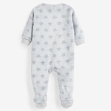Load image into Gallery viewer, Grey Star Fleece Baby Sleepsuit (0-18mths)