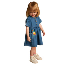 Load image into Gallery viewer, Blue Denim Embroidered Relaxed 100% Cotton Dress