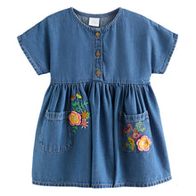 Load image into Gallery viewer, Blue Denim Embroidered Relaxed 100% Cotton Dress