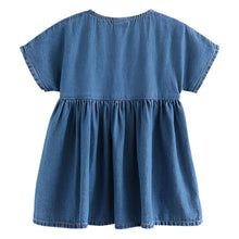 Load image into Gallery viewer, Blue Denim Embroidered Relaxed 100% Cotton Dress