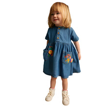 Load image into Gallery viewer, Blue Denim Embroidered Relaxed 100% Cotton Dress