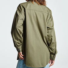 Load image into Gallery viewer, Khaki Green Oversized Denim Shirt