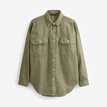 Load image into Gallery viewer, Khaki Green Oversized Denim Shirt