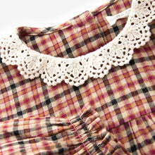 Load image into Gallery viewer, Heritage Check 100% Cotton Lace Collar Dress (3mths-6yrs)
