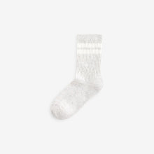 Load image into Gallery viewer, Neutral/Brown/White/Grey Cushioned Footbed Cotton Rich Ribbed Tipped Socks 5 Pack
