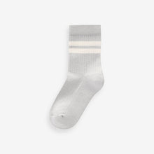 Load image into Gallery viewer, Mineral Blue/Grey Cushioned Footbed Cotton Rich Ribbed Tipped Socks 5 Pack
