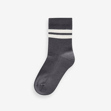 Load image into Gallery viewer, Mineral Blue/Grey Cushioned Footbed Cotton Rich Ribbed Tipped Socks 5 Pack