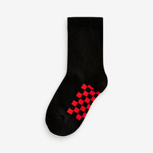 Load image into Gallery viewer, Black Checkerboard Cotton Rich Socks 7 Pack