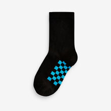 Load image into Gallery viewer, Black Checkerboard Cotton Rich Socks 7 Pack