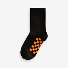 Load image into Gallery viewer, Black Checkerboard Cotton Rich Socks 7 Pack