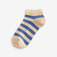 Load image into Gallery viewer, Blue Stripe 7 Pack Cotton Rich Trainer Socks