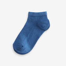 Load image into Gallery viewer, Blue Stripe 7 Pack Cotton Rich Trainer Socks