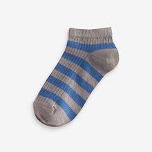 Load image into Gallery viewer, Blue Stripe 7 Pack Cotton Rich Trainer Socks