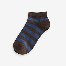 Load image into Gallery viewer, Blue Stripe 7 Pack Cotton Rich Trainer Socks