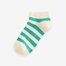 Load image into Gallery viewer, Blue Stripe 7 Pack Cotton Rich Trainer Socks