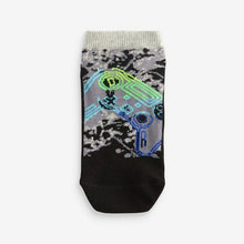 Load image into Gallery viewer, Black Gaming 7 Pack Cotton Rich Trainer Socks