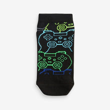 Load image into Gallery viewer, Black Gaming 7 Pack Cotton Rich Trainer Socks