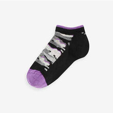 Load image into Gallery viewer, Black Bright Camo 7 Pack Cotton Rich Trainer Socks