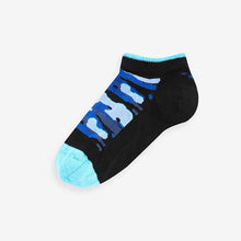 Load image into Gallery viewer, Black Bright Camo 7 Pack Cotton Rich Trainer Socks