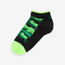 Load image into Gallery viewer, Black Bright Camo 7 Pack Cotton Rich Trainer Socks