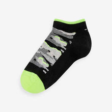 Load image into Gallery viewer, Black Bright Camo 7 Pack Cotton Rich Trainer Socks