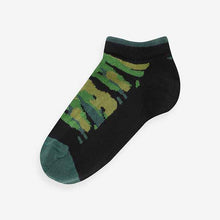 Load image into Gallery viewer, Black Bright Camo 7 Pack Cotton Rich Trainer Socks