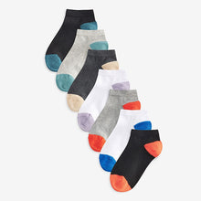 Load image into Gallery viewer, Colourblock Heel And Toe Trainer Socks 7 Pack
