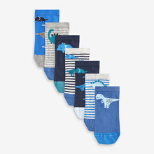 Load image into Gallery viewer, Blue Dinos Rich Trainers Socks 7 Pack