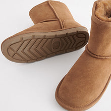 Load image into Gallery viewer, Tan Brown Warm Lined Water Repellent Suede Pull-On Boots (Older Girls)