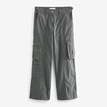 Load image into Gallery viewer, Charcoal Grey 100% Cotton Adjustable Waist Cargo Trousers