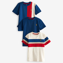 Load image into Gallery viewer, Red/Blue Textured Colourblock 100% Cotton T-Shirts 3 Pack (3-12yrs)