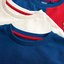 Load image into Gallery viewer, Red/Blue Textured Colourblock 100% Cotton T-Shirts 3 Pack (3-12yrs)