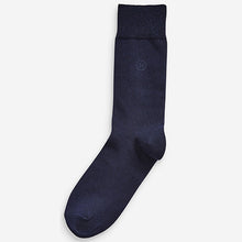 Load image into Gallery viewer, Navy Blue Embroidered Lasting Fresh Socks 5 Pack