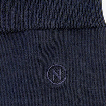 Load image into Gallery viewer, Navy Blue Embroidered Lasting Fresh Socks 5 Pack