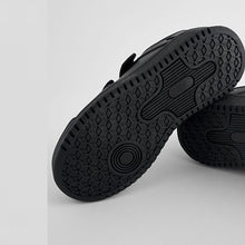 Load image into Gallery viewer, Black Standard Fit (F) 2 Straps Touch Fastening School Shoes