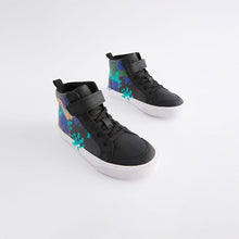 Load image into Gallery viewer, Black Standard Fit (F) Minecraft Elastic Lace High Top Trainers