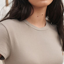 Load image into Gallery viewer, Grey Soft Touch Ribbed Short Sleeve T-Shirt with TENCEL™ Lyocell