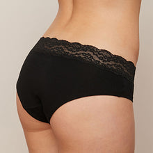Load image into Gallery viewer, Monochrome Lace Trim Cotton Blend Knickers 4 Pack