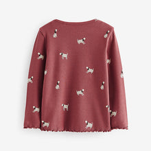 Load image into Gallery viewer, Burgundy Red Dog Cotton Rich Long Sleeve Rib T-Shirt (3mths-6yrs)